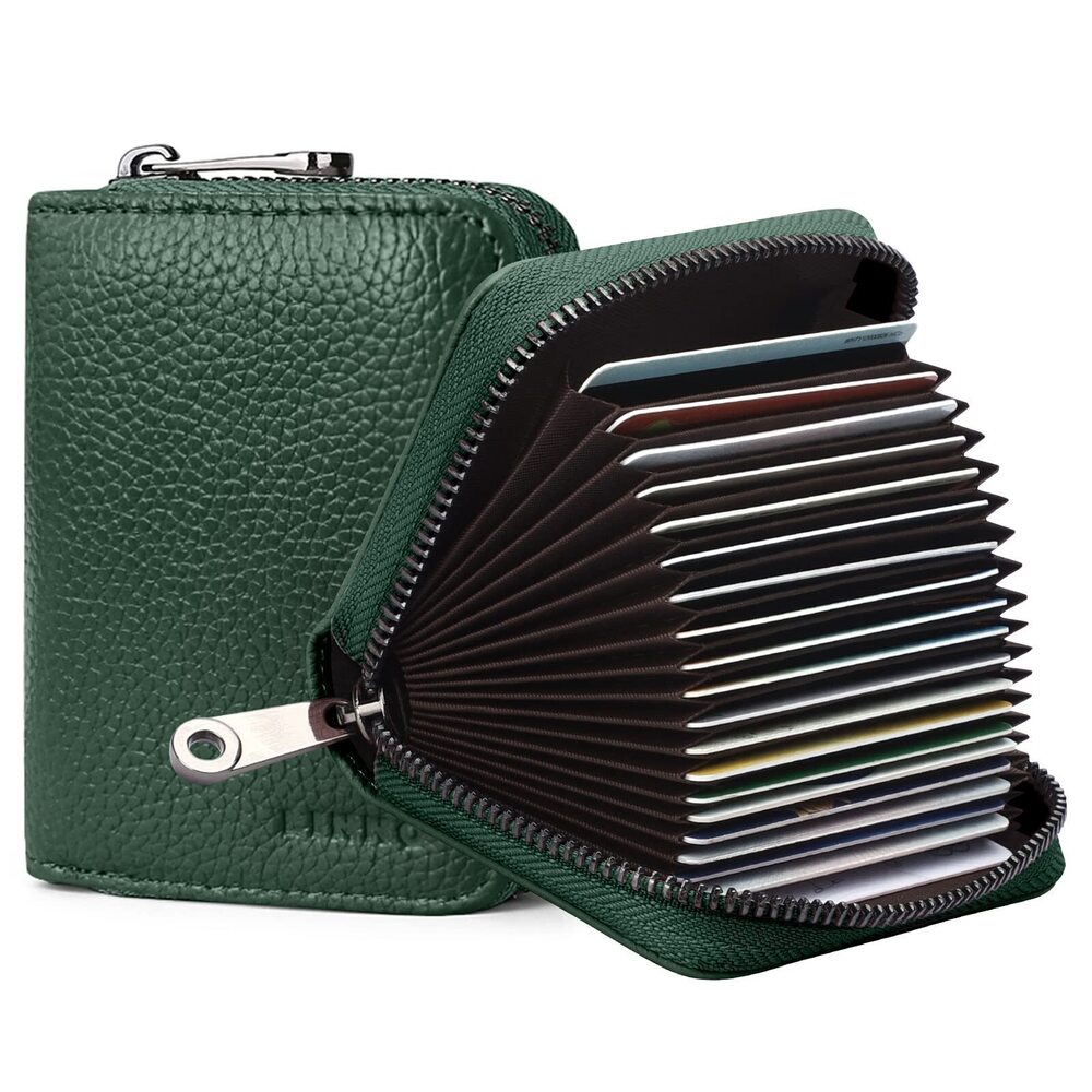 2927 RFID 20 Slots Credit Card Holder Leather Small Wallet or with Zipper